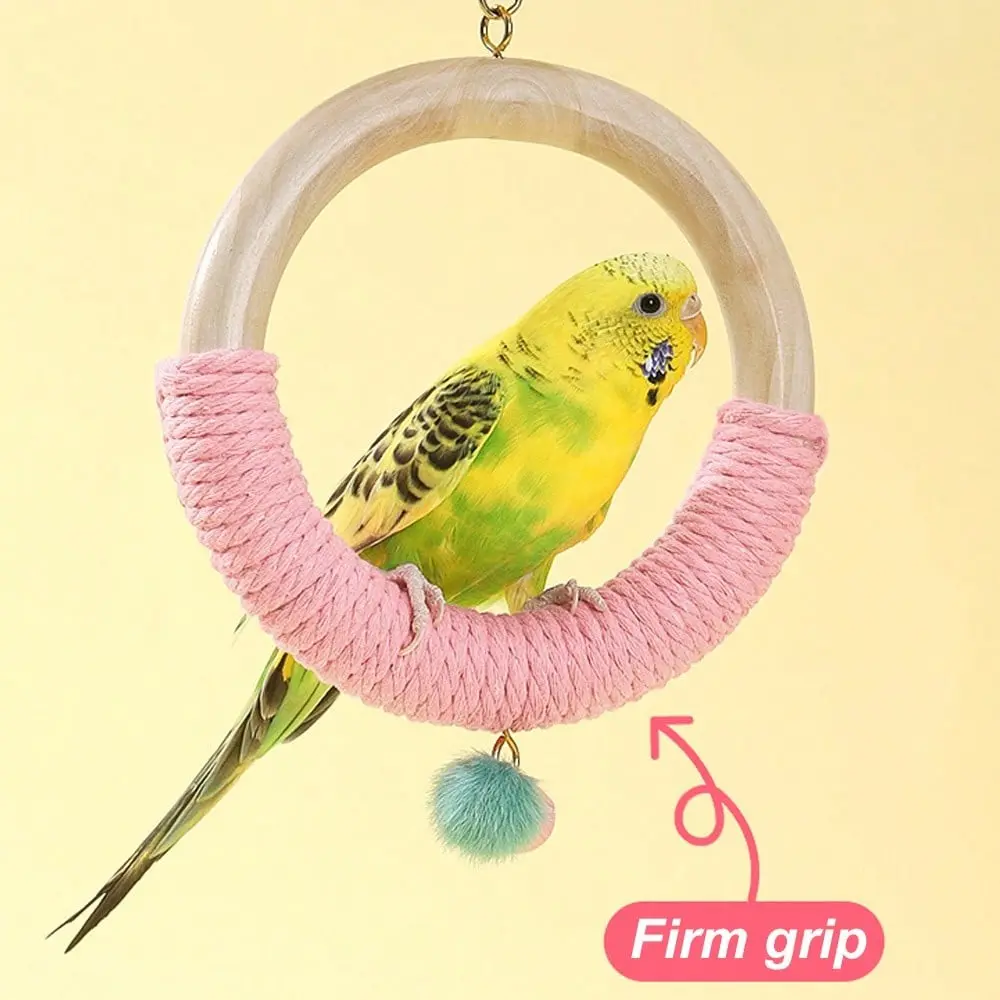 1PC Random Color Parrot Climbing & Boredom Relief Toy, Rope Chew Perch, Hanging Ring Swing, Bird Cage Accessory Stand, Cotton Rope Bite-Resistant & Scratch-Resistant, Multi-style Fits Cage Space, Satisfies Climbing & Chewing Instinct, Enriches Entertainme