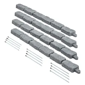 【DealsForYouDays】VEVOR Faux Stone Landscape Edging,  , 46.4 x 2.2 in Realistic Lawn Edging, Flexible Brick-Sized Garden Edging Border with Anchoring Spikes, Fade-Resistant Yard Edging for Driveways Walkway Grey