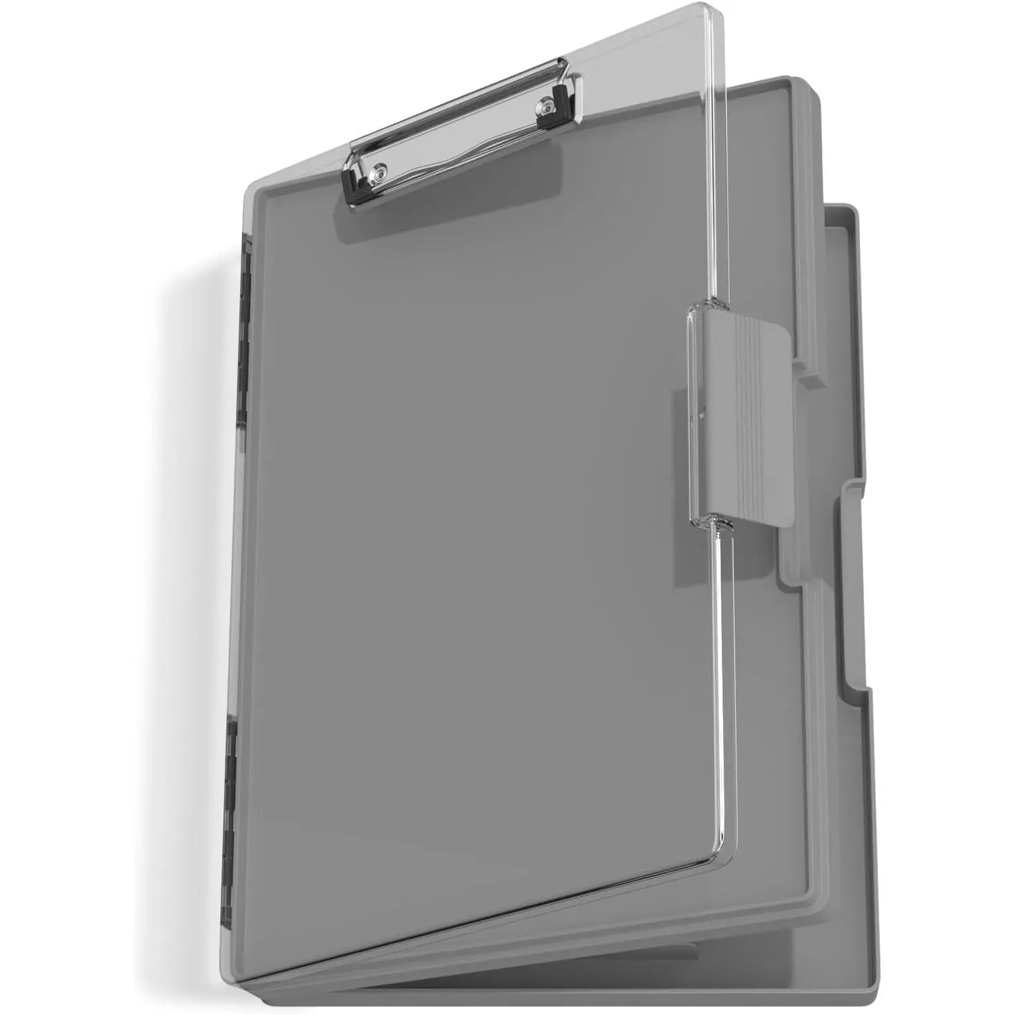 Clipboard with Storage, Grey 8.5 x 11 Folder  Side Opening, Heavy Duty with  Compartment, Dry Erase Clear Cover, Smooth Writing for Teachers, Classroom, Office & School Supplies