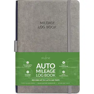 Mileage Log Book – Vehicle Logbook with Expense Tracker – Driving Logger Book for Tracking Car Mileage, Expenses, Gas Consumption & Lubrication – Hardcover, A5 Size, 5.8x8.3″ (Gray)