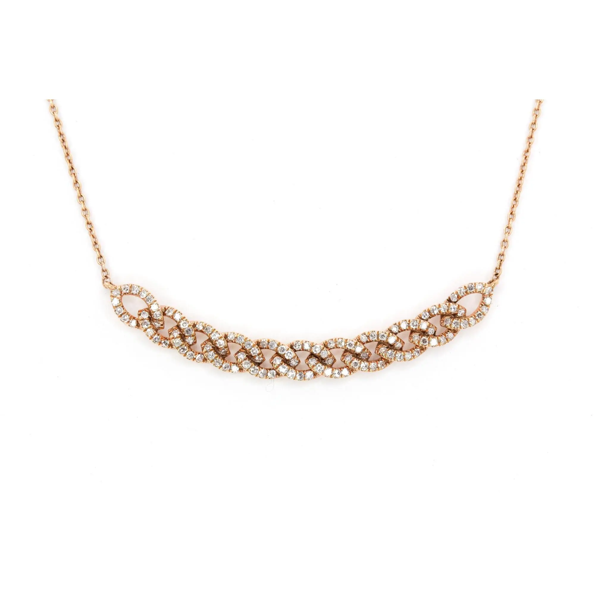 Diamond Chain Link Necklace - 14k Rose Gold - 0.33ctw