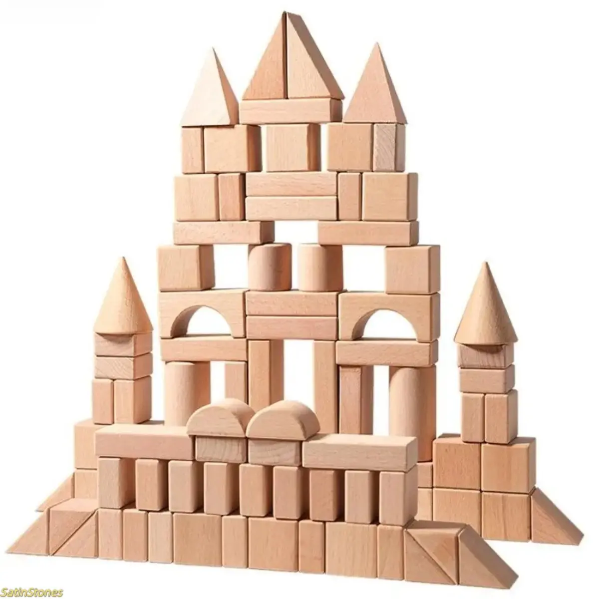 100-Piece Beech Wood Strength Building Set - Educational Wooden Model Kit, Sturdy Intellectual Development Toy for 3-6 Year Olds, Ideal Birthday & Holiday Gift