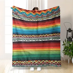 SoftHaven Home Made in USA Ultra-Soft Mexican Blanket - All Season Blankets, Lightweight Premium Flannel-Feel Polyester, Assorted Color Traditional Mexican Decor, Bed & Couch Cover, Suitable for Adults & Home, Dry Clean Only, Assorted Color Blankets