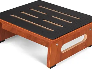 One Step Stool for Adults Seniors with Non-Slip Rubber Stepping Surface, Heavy Duty Wooden Step Stool with 450 LBS Capacity Bed Steps for High Beds, Bathroom, Bedroom, Kitchen & Kids Bedside Support