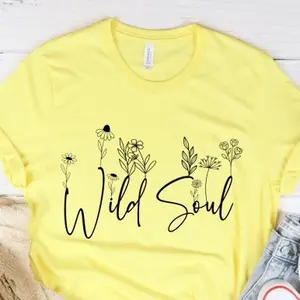 Wild Soul T-Shirt with Floral Design for Women - Color, Short Sleeve, Casual Style, Summer Wear