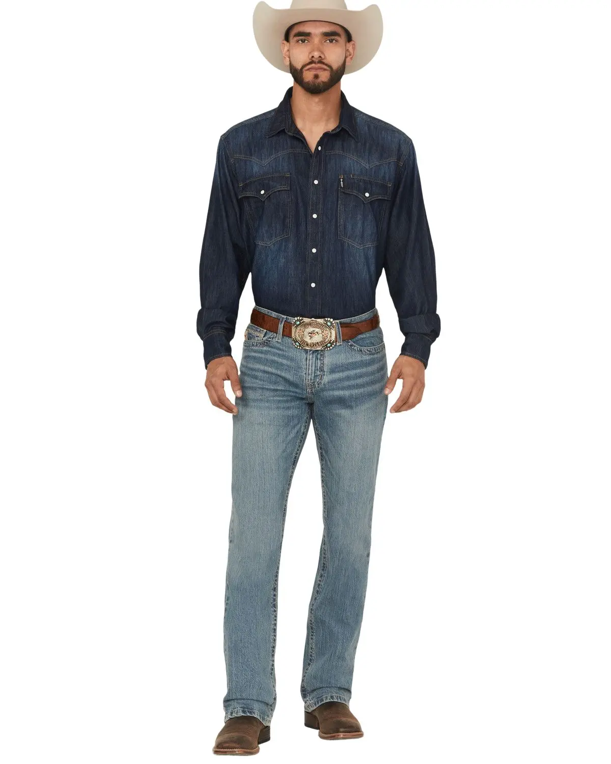 Cinch Men's Men'S Ian Medium Wash Slim Bootcut Performance Stretch Denim - Mb31236001