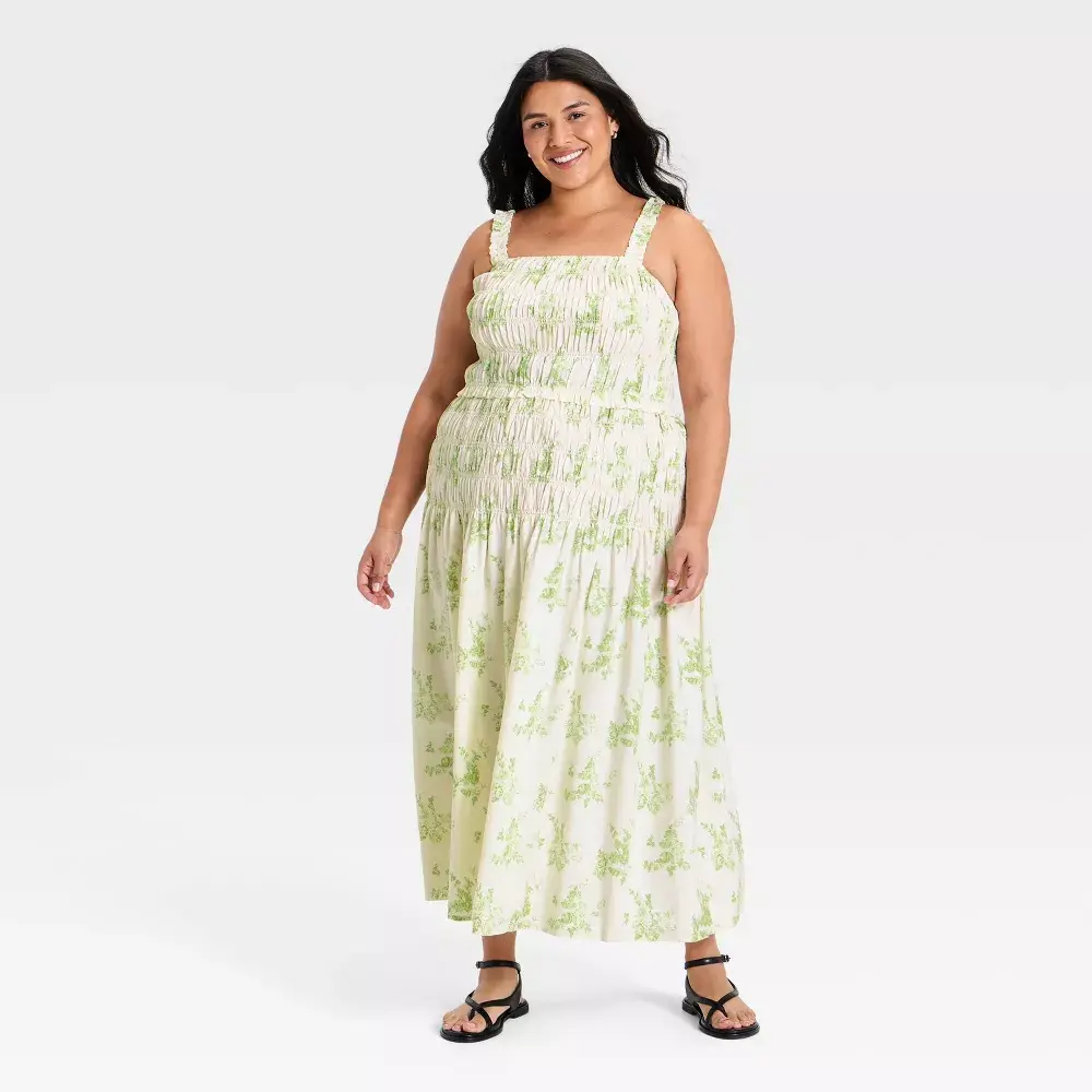 Universal Thread Women's Smocked Maxi A-Line Dress