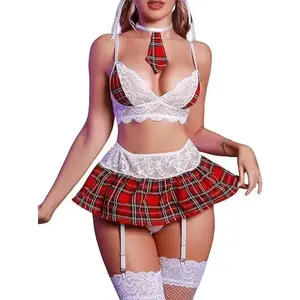 lacked lace V with (gift) brig brace and miniskirt underwear set