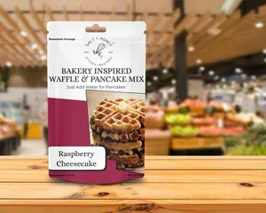 Salt & Honey Kitchen Creations Raspberry Cheesecake Waffle & Pancake Mix - Rich Indulgent Blend with Real Raspberry & Cheesecake Flavor - Easy to Prepare - Made in California