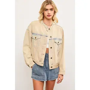Banded Collar Denim Jacket