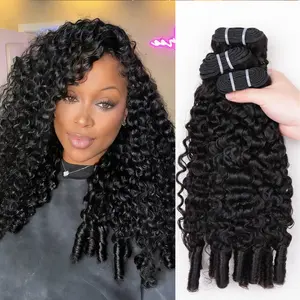 Megeen Hair Burmese Curly Bundles Human Hair 100% Unprocessed Human Hair Bundles Deals Human Hair Extensions 16A Burmese Curly Human Hair Bundles 3/4 Pcs for Black Women Natural Black Spiral Curly End Human Hair Weft Extensions