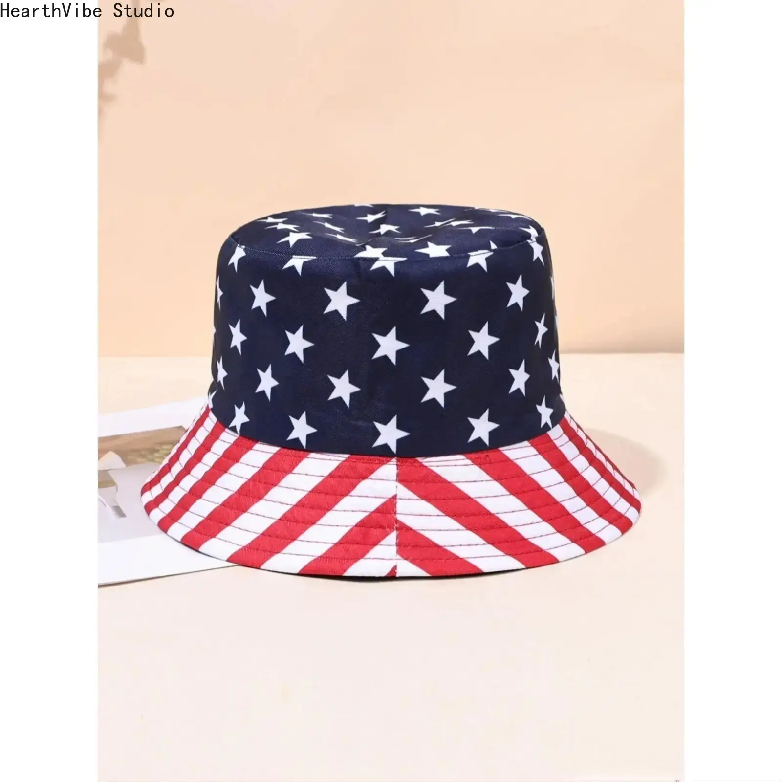 Patriotic USA Bucket Hat for 4th of July, Reversible American Flag Sun Hat, Aesthetic Stars & Stripes Fisherman Cap, Red White and Blue Summer Accessories, Independence Day Memorial Day Gifts, Summervibes - One Size