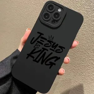 Jesus Is King Letter Pattern Phone Case, Decorative Phone Protector Cover, Phone Accessories Compatible with iPhone 11 12 13 14 15 Pro Max, Casing