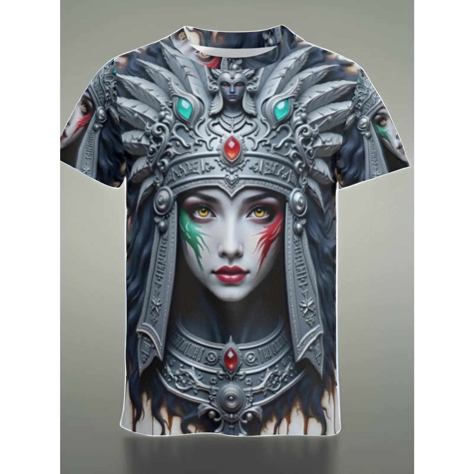 Men's Phoenix Firebird 3D Print T-Shirt- Full-body Bright Geometric Pattern and Tribal Face Design, Short-sleeved Round-neck Casual Summer Top, Breathable and Durable Men's Trendy Shirt(machine Washable), Plus Size
