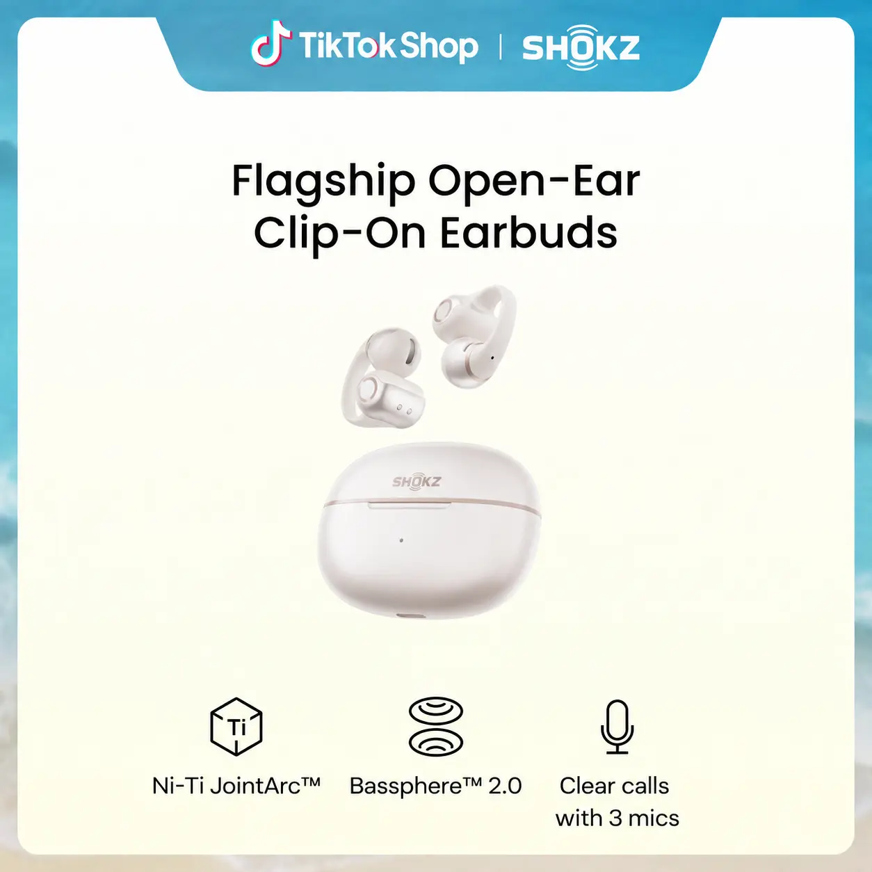 SHOKZ OpenDots 2 Open-Ear Clip-On Earbuds, Dolby Audio, 3 Mics Rich bass with Dolby Audio; 3-mic clear calls; 40H listening; IP57; Bluetooth 6.1; Travel/City walk/Commuting/Yoga/Pilates