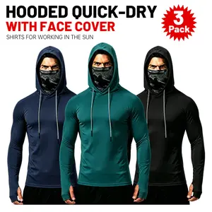 5/6 Pack Sun Hoodie for Men - UV UPF 50+ Fishing Shirts Long Sleeve Lightweight Tops for Athletic Running Gym Workout Outdoor Compression Long Sleeve Long Sleeve