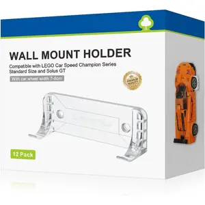 12 PCS Collectible Car Wall Mount Compatible with Lego Speed Champion Series Car Standard Size and Solus GT, Clear Wall Display Vertical for Wheels Wide 2.75'' - 3.15'' (7-8cm)