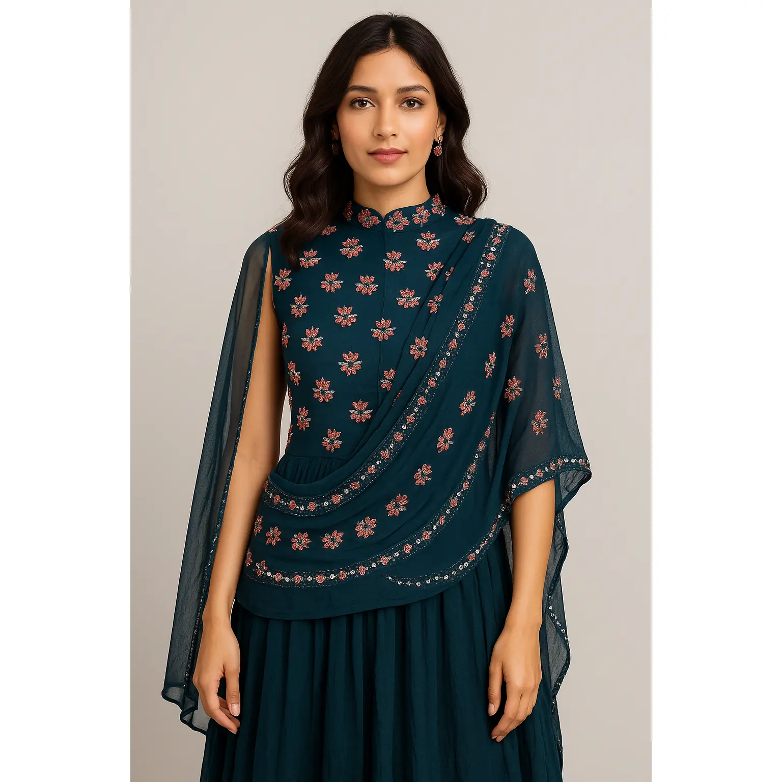 One-of-a-kind Designer Gown with Hand Embroidery
