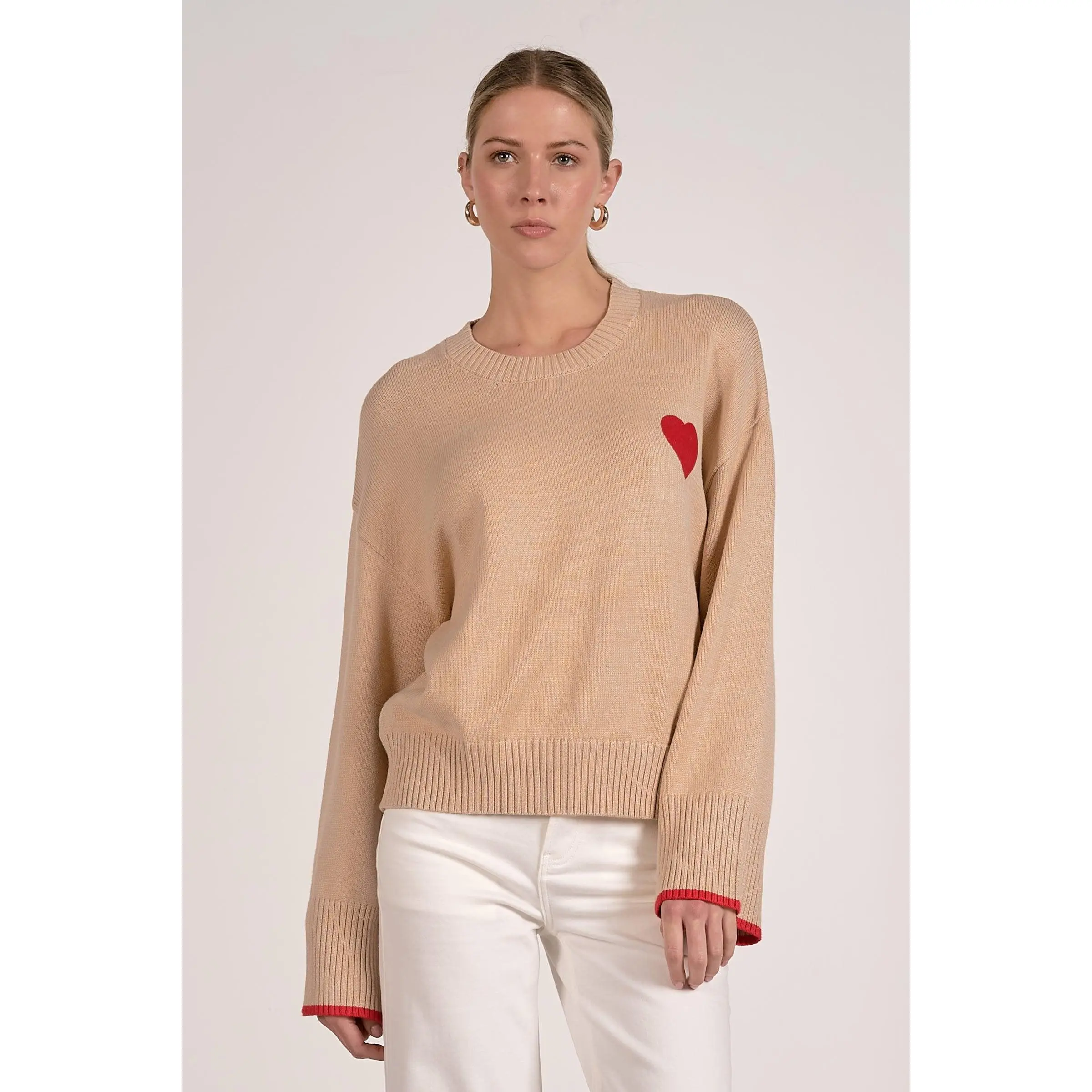 Heart Sweater Tan Heart