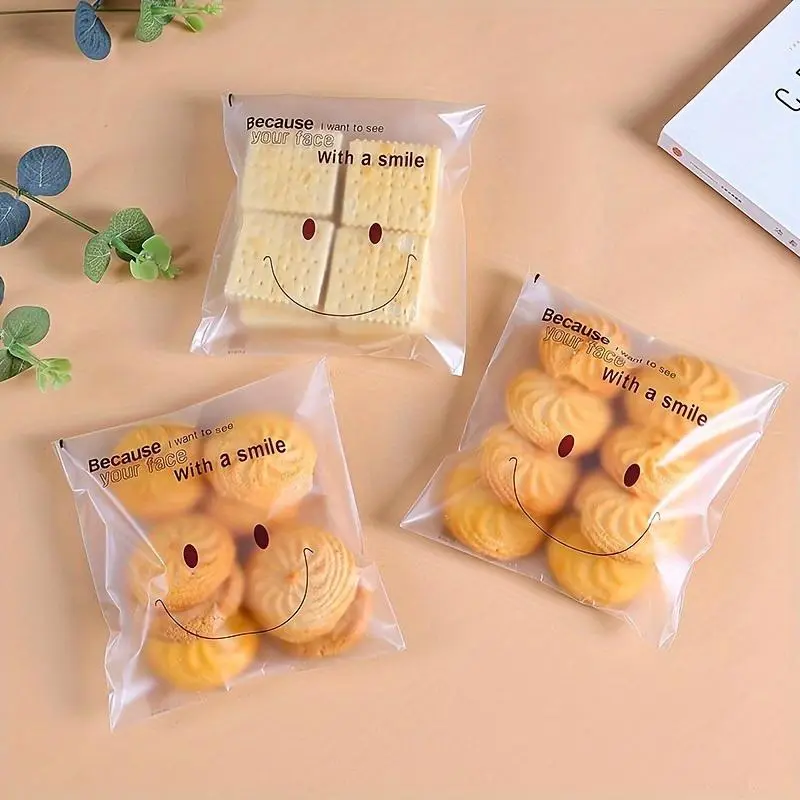 100pcs Large Self-Sealing Baking Cookies and Cake Packaging Bags - Perfect for Frosted Bread and Baking Supplies, Resealable Packaging