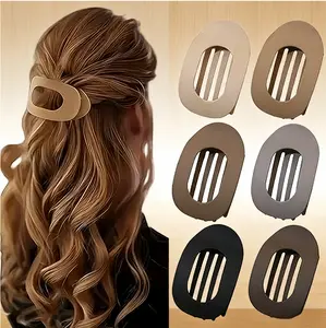 Simple Solid Color Oval Acrylic Hair Clips for Women – Large Flat No-Mark Claws for Daily Wear, 4-Pack / 6-Pack, Ideal Gift for Her