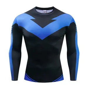 Men’s compression long-sleeve superhero N-wing cycling sports T-shirt (tight fit), costume