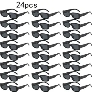 24pcs black small frame design high-end style glasses, versatile decorative glasses for men and women, fun and trendy party glasses, wedding couple dress up various party classic glasses