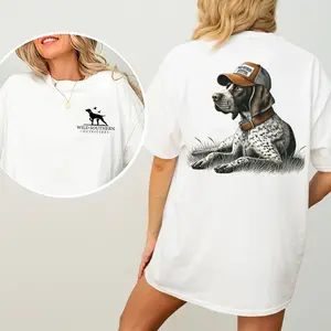 Hunting Dog Shirt, Wild Southern Duck Hunt T-shirt, Simply Printed Graphic Shirt, Daily Casual Cotton Womenswear