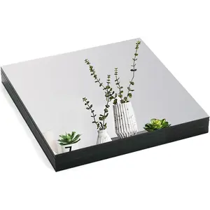 Set of 16 8 x 8 Inch Frameless Square Glass Mirror Tiles for Wedding Party Centerpieces Crafts Wall Mounting