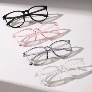 Women's Oversized Round Clear Anti-blue Light Glasses - Pack of 4 Pairs for Versatile Use & Fashionable Protection