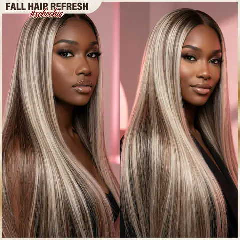BGMgirl Ash Blonde 4/613 Straight Highlight 6x4 Lace Wear Go Glueless Human Hair Wig 180% Density Pre-Cut Lace Closure Colored Wig Fall Hair Color #sohochic #TikTokShopFallDealsForYou
