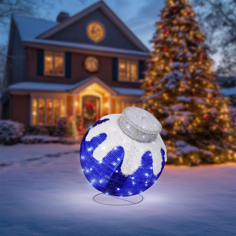 2-Pack Lighted Outdoor Christmas Ball | 8 Modes 80LED + Collapsible (RedGreen)