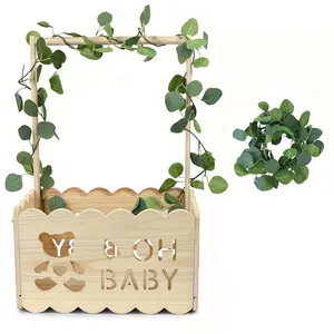 Charming Wooden Baby Shower Themed Gift Box with "Oh Baby" Design - Rustic Wooden Frame with Bottle ＆ Bear Illustration, Perfect for Boys & Girls, Ideal for Newborn Welcome Gifts, Fall Decorations for Home, Suitable for Christmas and Halloween Gifts