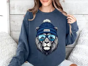[Sale off up to 50%] Detroit Football Crewneck Sweatshirt Lion Mascot Unisex Michigan Game Day Gift Football Fan Sweater