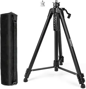 62.2-inch Laser Level Tripod - Huepar 5/8"-11 Flat Head and 1/4"-11 Screw Adapter Aluminum Tripod for Laser Level, Line Lasers, Point Lasers, with Handle, Bubble Level and Carrying Bag - TPD16
