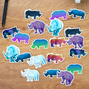 Stickers Pack 20 Pcs Rhino Water Colorful Bike Blue Bumper Guitar Skateboard Luggage Car Waterproof Vinyl Bottle Laptop Aesthetic