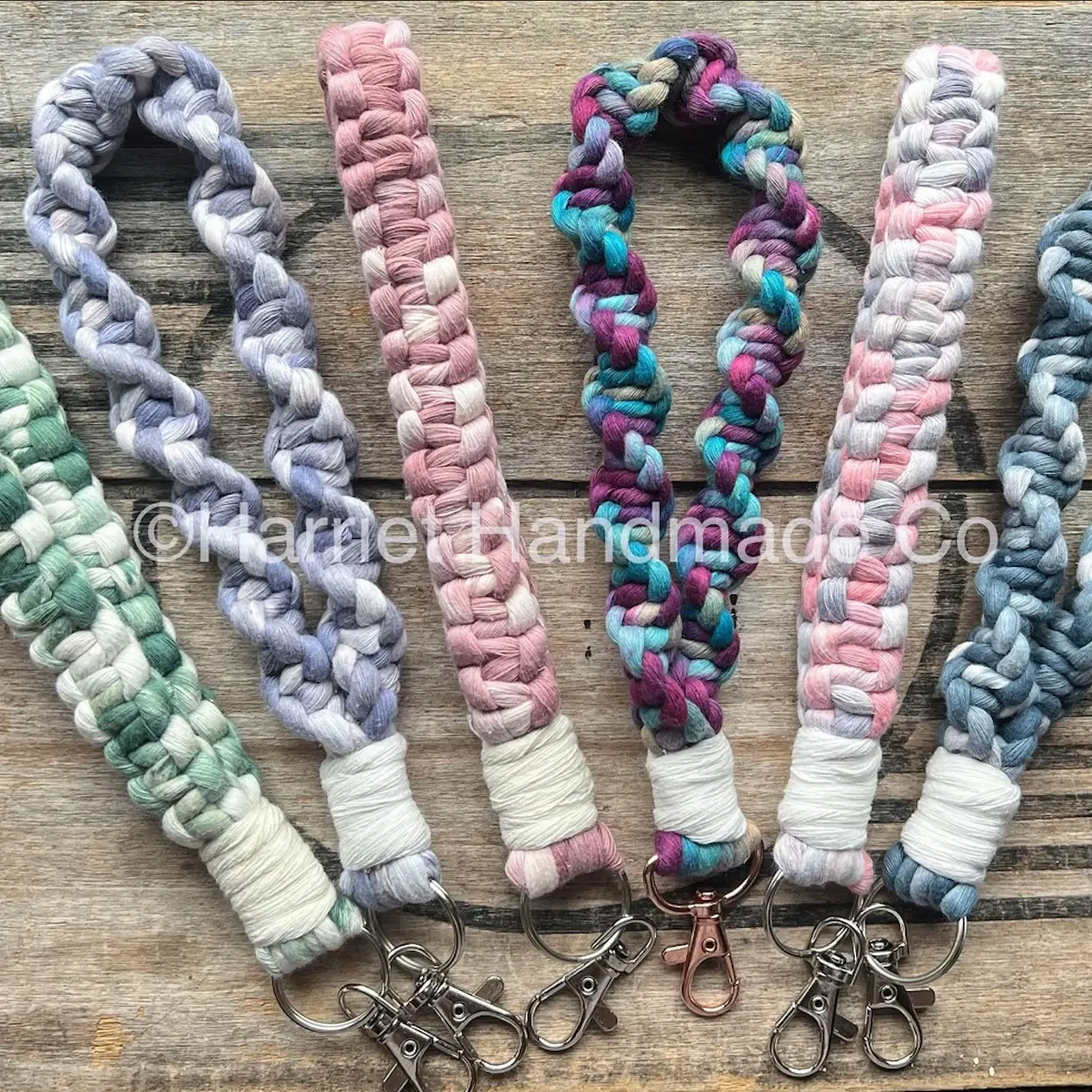 Handmade Hand-painted Tie-Dye Wristlet / Wrist Lanyard Macrame Key Chain Clip | swivel bohemian boho accessories bridesmaid gift ideas arm wrap loop