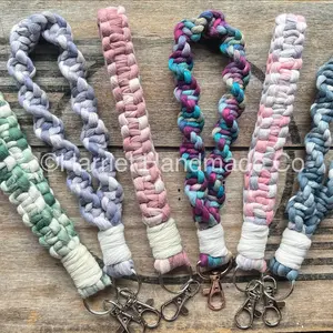 Handmade Hand-painted Tie-Dye Wristlet / Wrist Lanyard Macrame Key Chain Clip | swivel bohemian boho accessories bridesmaid gift ideas arm wrap loop