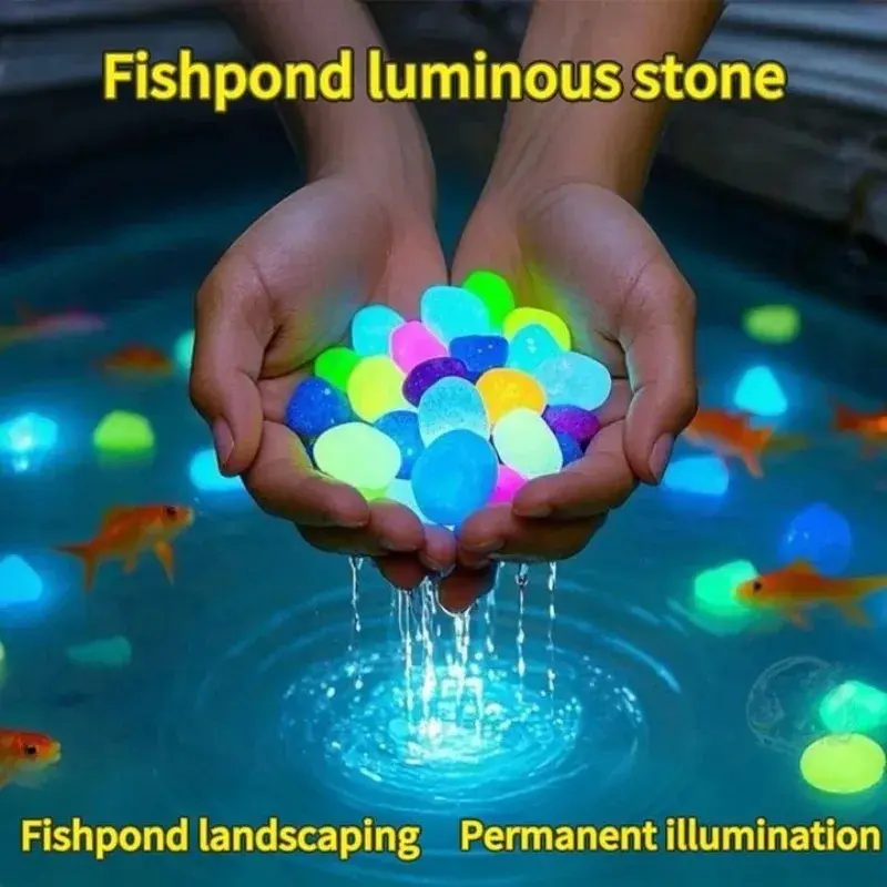 100-800pc Glow in Dark Garden Pebbles, Luminous Stones, Decorative Stones for Outdoor Garden, Sidewalk, Patio, Lawn, Terrace, Aquarium Decor