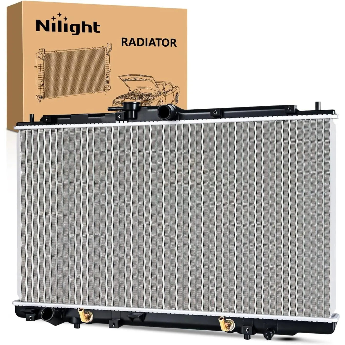 Nilight Complete Aluminum Radiator Unit - ABS/Alum Tubes, Aluminum Core, Precision Fins, 117% Leak Tested, Pressure-Maintaining, Cooling System Part - for Honda Accord 1998-2002, Acura 1999-2001 V6 3.2L 3.0L Automatic Transmission