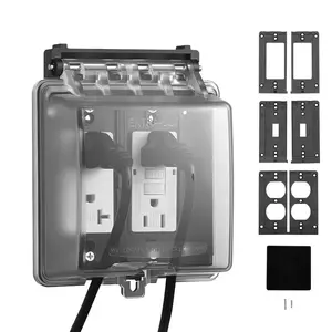 fathersdaygift VEVOR Outdoor Outlet Cover, 2-Gang Weatherproof Electrical Outlet Cover with Lockable Design, High-Strength PC Material, 12-in-1 Outside Receptacle Socket, Horizontal/Vertical for Easy Installation