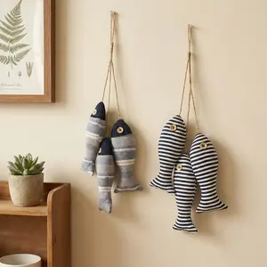 Mediterranean Style Handmade Fabric Fish Ornament, Creative Wall Hanging Decor, Small Fish Kit Pendant, Unique Home Decoration