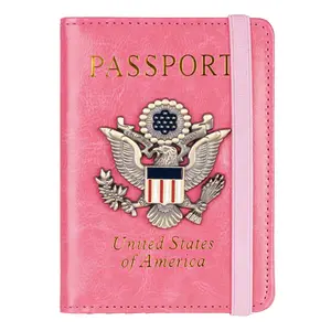Passport Holder Cover Wallet RFID Blocking Leather Card Case Travel Accessories for Women Men (Pink) Passport Holder Cover Wallet RFID Blocking Leather Card Case Travel Accessories for Women Men (Pink)