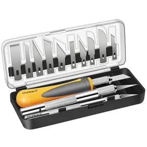 MulWark 16-Piece Precision Hobby Knife Set - Exacto Knife Set for Modeling - Craft Knife Handle Customized with Chiseling Blade, Stencil Edge Blade, Fine Point Blade and More Tool Box