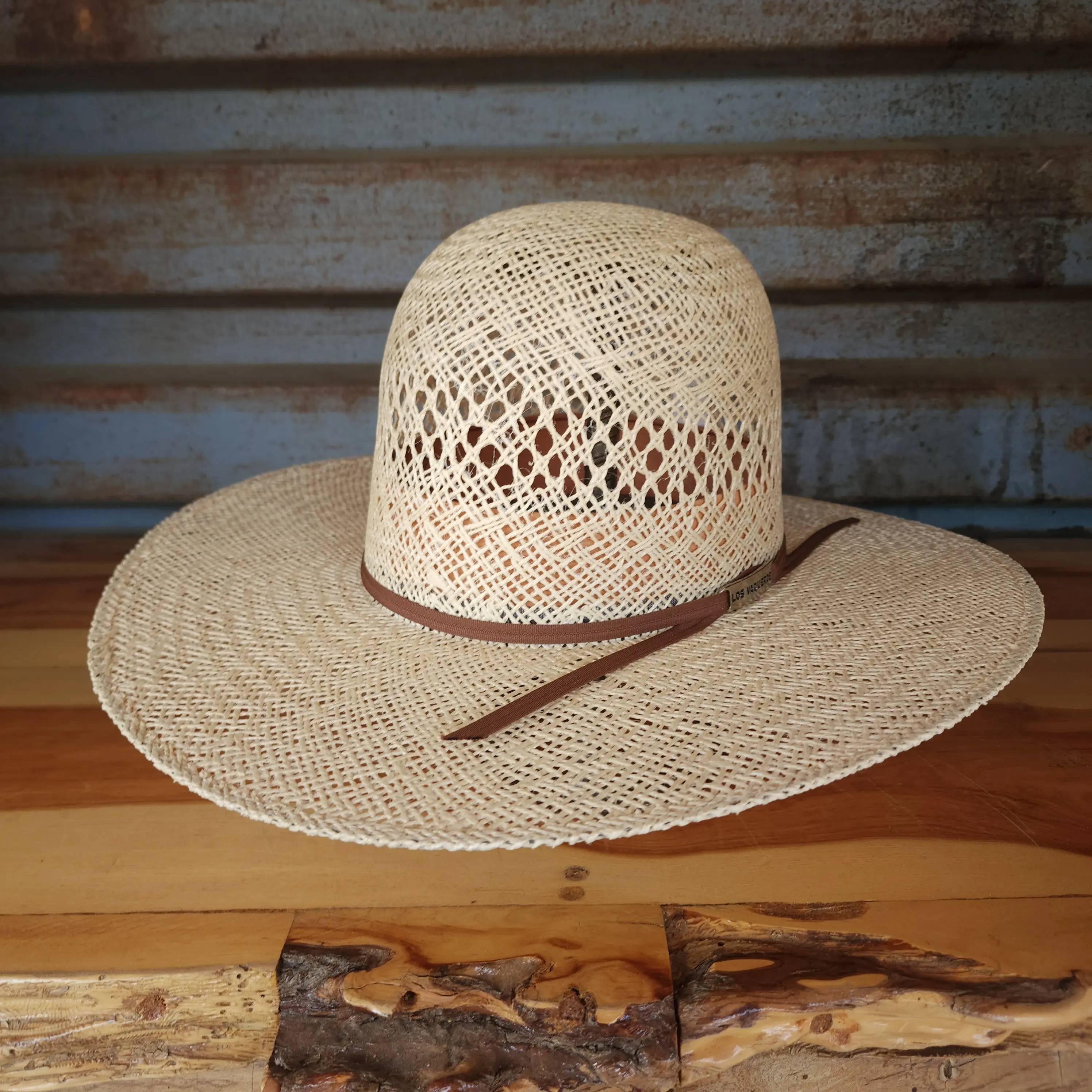 Los Vaqueros Straw Hat Open Regular Crown 4 Brim Jute Tan