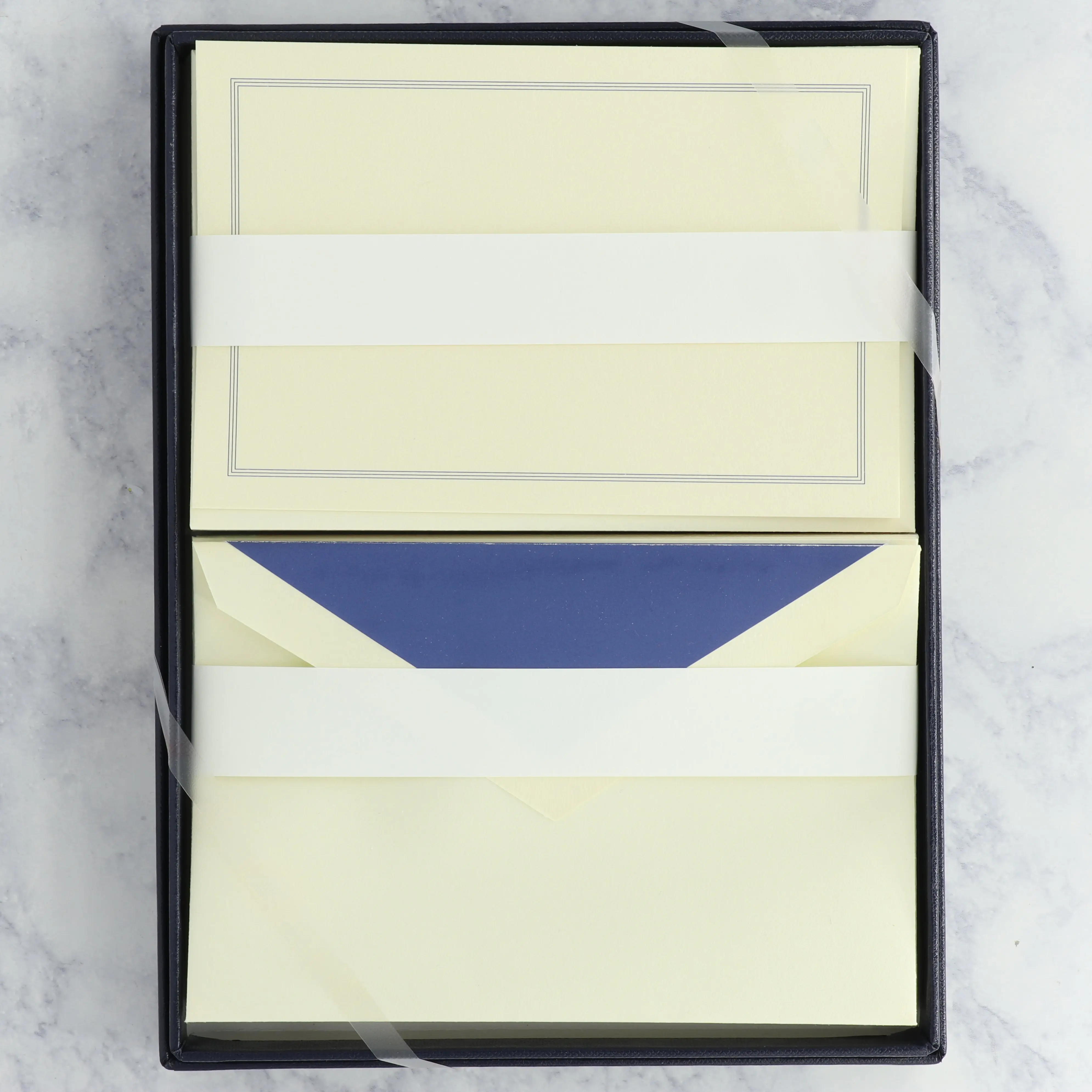 Regent Blue Triple Hairline on Ecruwhite Boxed Cards (Set of 25)