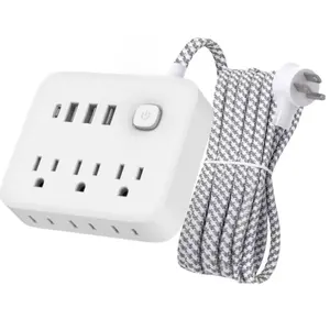 Universal Multi-Plug Socket Splitter - Wall Socket Adapter with Multiple Ports, USB Slots, 1 USB-C Port for Cruising, Travel, Office Use