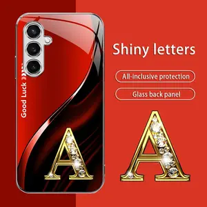 Suitable for [Galaxy S23 Fe] High-end simple silk 26 letters electroplated metal glass mobile phone case, affordable, fully shockproof, drop-proof, wear-resistant-888