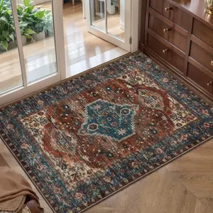 Modern Simple Style Velvet Carpet, Anti-Slip Washable Decorative Rug, Home Decor for Living Room Bedroom Kitchen, Indoor Outdoor Use