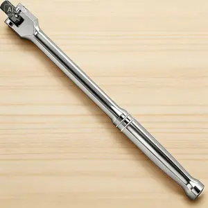 3/8-Inch Drive High-Torque Breaker Bar, 10-Inch Rusted Bolt Remover Tool with 180-Degree Rotating Head, Drop-Forged Chrome Vanadium Steel Construction, Secure Locking Ball for Maximum Grip